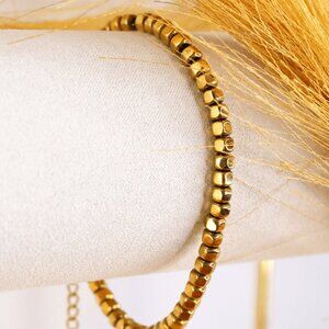 Elegant Stainless Steel Square Beaded Bracelet - Perfect Everyday Accessory